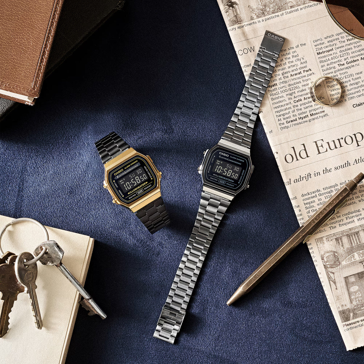 Casio A168WEGB-1B | The Two-Tone Illuminator (Black & Gold) alternate view